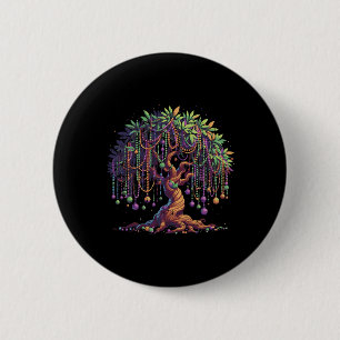 Mardi Gras Tree Beads Fat Tuesday Carnival Men Wom 6 Cm Round Badge