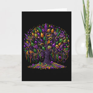 Mardi Gras Tree Beads New Orleans 2025 Festival Be Card