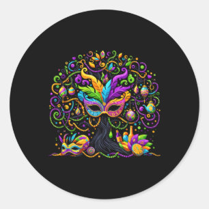 Mardi Gras Tree Beads New Orleans 2025 Festival Be Classic Round Sticker