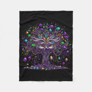 Mardi Gras Tree Beads New Orleans 2025 Festival Be Fleece Blanket