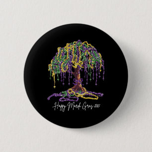 Mardi Gras Tree Beads New Orleans 2025 Watercolor 6 Cm Round Badge