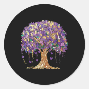 Mardi Gras Tree Beads New Orleans 2025 Watercolor  Classic Round Sticker