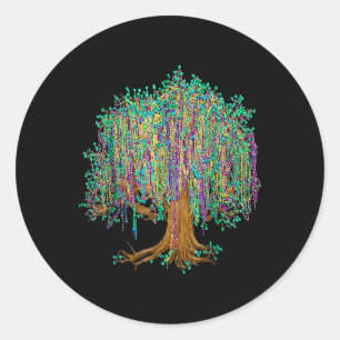 Mardi Gras Tree Beads New Orleans 2025 Watercolor Classic Round Sticker