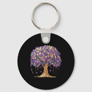Mardi Gras Tree Beads New Orleans 2025 Watercolor Key Ring
