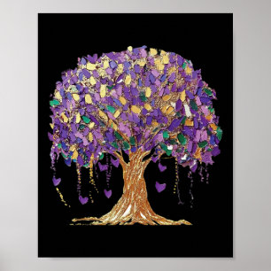 Mardi Gras Tree Beads New Orleans 2025 Watercolor Poster