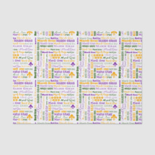 Mardi Gras Tri-Coloured Multi-Font Tissue Paper