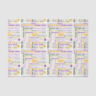 Mardi Gras Tri-Coloured Multi-Font Tissue Paper