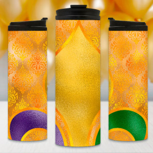 Mardi Gras Tumbler, Golden Fleur de Lis Thermal Tumbler