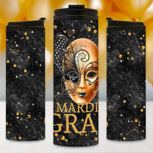Mardi Gras Tumbler, Mardi Gras Butterfly Mask Thermal Tumbler