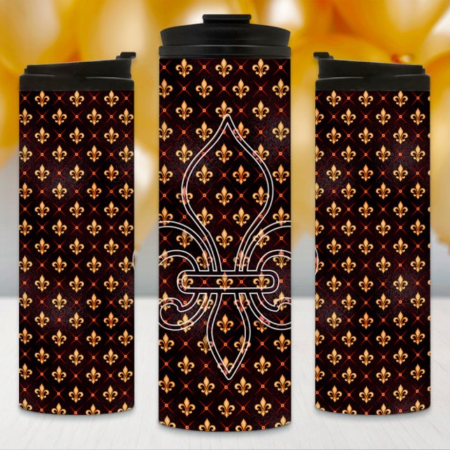 Mardi Gras Tumbler, Mardi Gras Fleur de Lis Thermal Tumbler (Creator Uploaded)