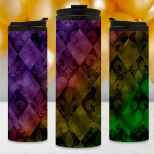 Mardi Gras Tumbler, Rainbow Argyle and Fleur Thermal Tumbler