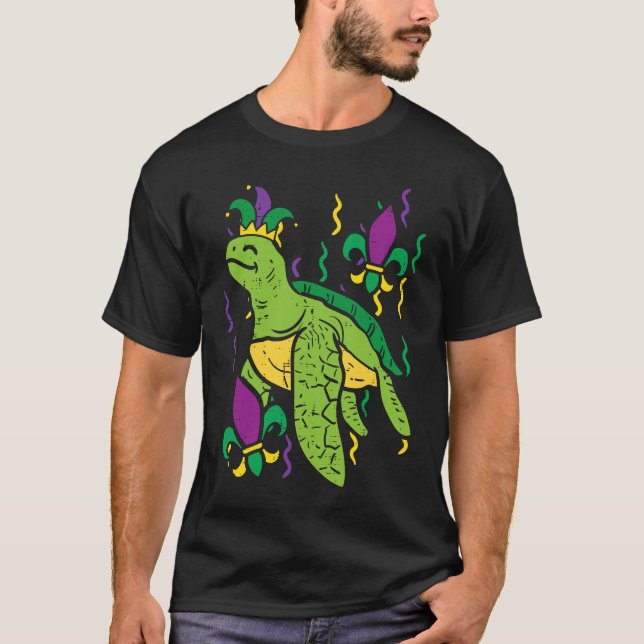 Mardi Gras Turtle Cute Animal Boys Girls Kids Men  T-Shirt (Front)