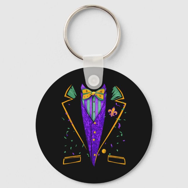 Mardi Gras Tuxedo Costume Funny Carnival Design  Key Ring (Front)
