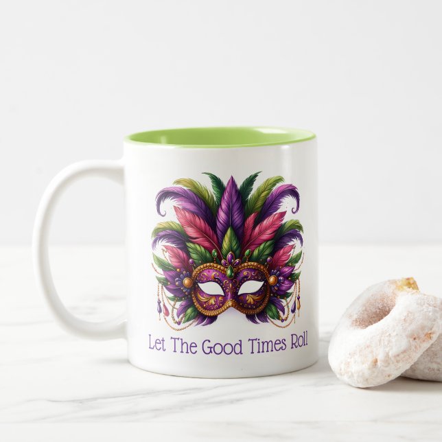 Mardi Gras  Two-Tone Coffee Mug (With Donut)
