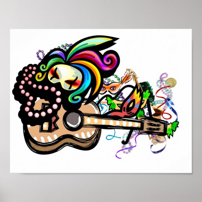 Mardi Gras Ukulele Poster (Front)