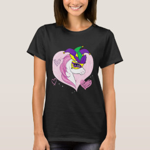 Mardi Gras Unicorn Cute Jester Carnival Masquerade T-Shirt