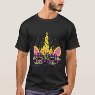 Mardi Gras Unicorn Jester Mask Outfit Toddlers Gir T-Shirt