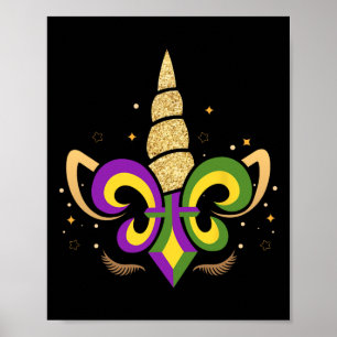 Mardi Gras Unicorn Party Costume Apparel Men Kids Poster