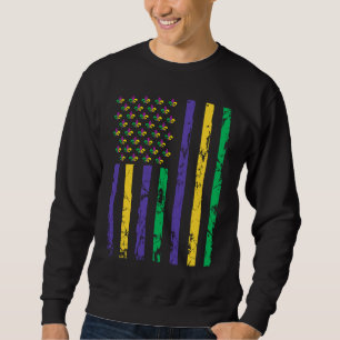 Mardi Gras US American flag with crawfish New Orle Sweatshirt