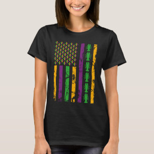 Mardi Gras US American flag with crawfish New Orle T-Shirt