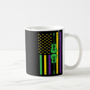 Mardi Gras Us Flag Guitar Vintage Music Patriotic Coffee Mug