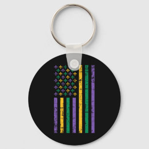 Mardi Gras Us Flag Key Ring