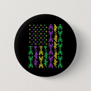 Mardi Gras Usa American Flag Crawfish Alligator Ma 6 Cm Round Badge