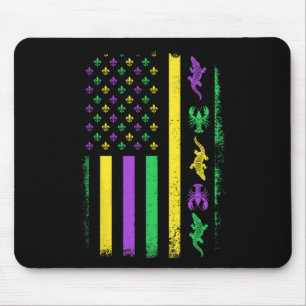 Mardi Gras Usa American Flag Crawfish Alligator Ma Mouse Pad