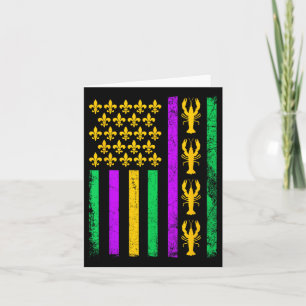 Mardi Gras Usa American Flag Crawfish Men Women Ki Card
