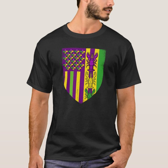 Mardi Gras USA American Flag Crawfish T-Shirt (Front)