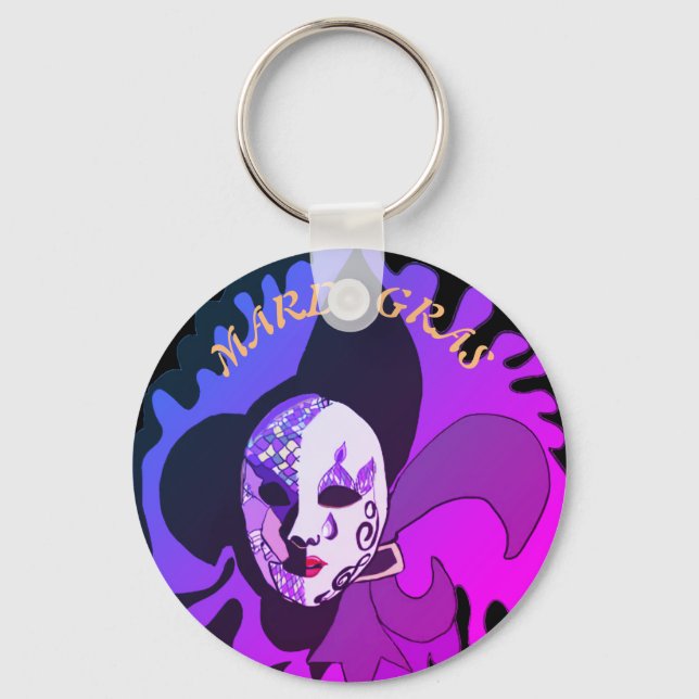 Mardi Gras Venetian Mask Colourful Key Ring (Front)