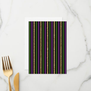 Mardi Gras Vertical Lines Golden Glitter NOLA Menu