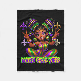 Mardi Gras Vibes Funny Mardi Gras Girl New Orleans Fleece Blanket
