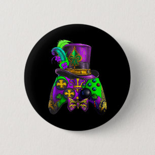 Mardi Gras Video Game Controller E sport for kids 6 Cm Round Badge