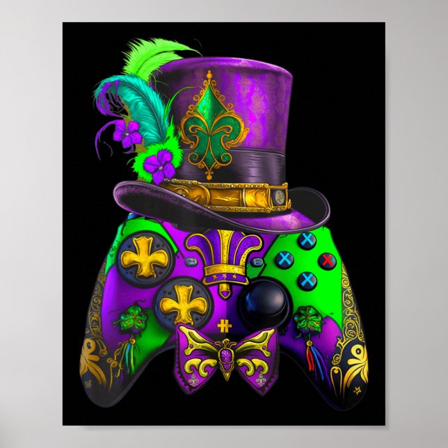 Mardi Gras Video Game Controller E sport for kids  Poster (Front)