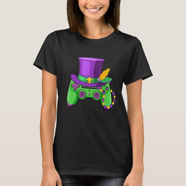 Mardi Gras Video Game Controller Jester Hat Appare T-Shirt (Front)