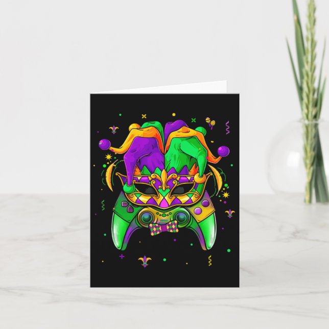 Mardi Gras Video Game Controller Jester Hat Boy Ki Card (Front)