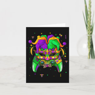 Mardi Gras Video Game Controller Jester Hat Boy Ki Card