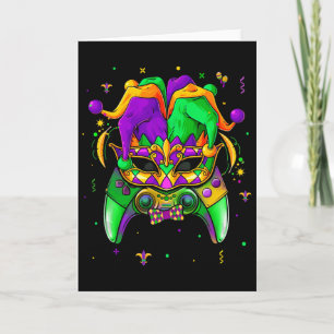 Mardi Gras Video Game Controller Jester Hat Boy Ki Card
