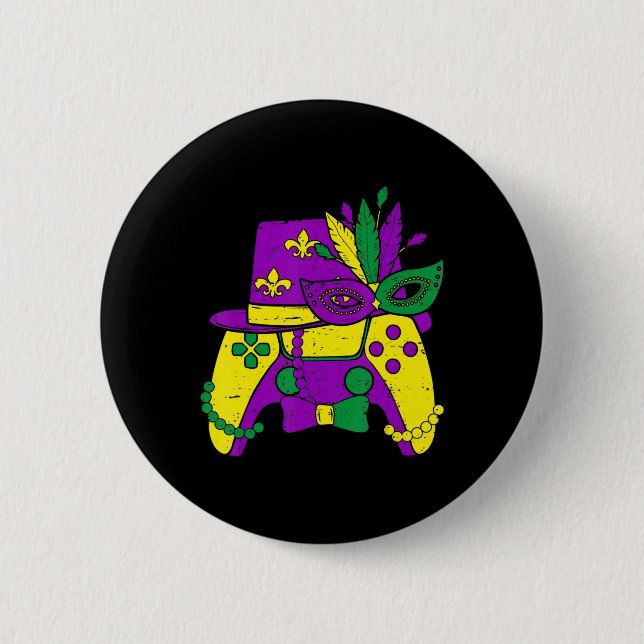 Mardi Gras Video Game Controller Jester Hat Costum 6 Cm Round Badge (Front)