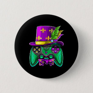 Mardi Gras Video Game Controller Jester Hat Costum 6 Cm Round Badge