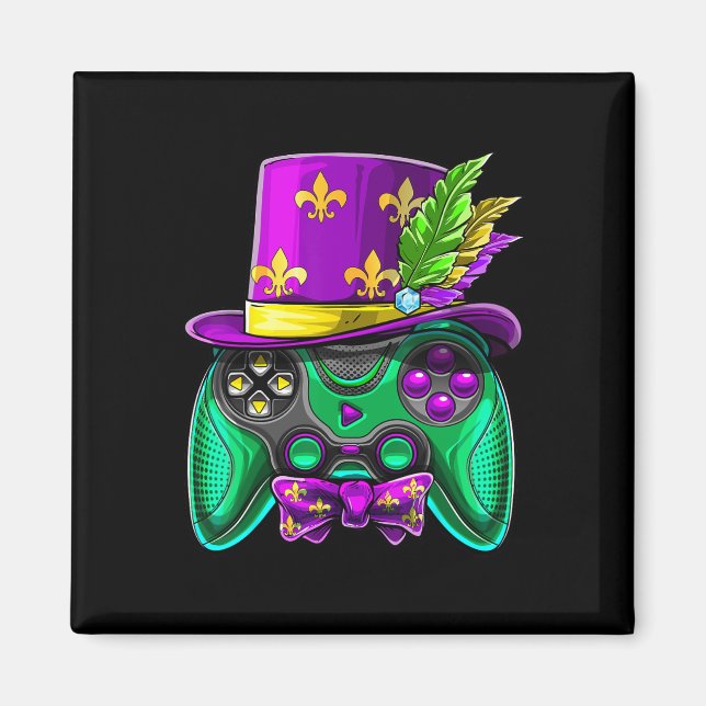 Mardi Gras Video Game Controller Jester Hat Costum Magnet (Front)