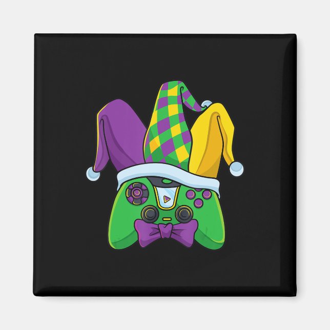 Mardi Gras Video Game Controller Jester Hat Costum Magnet (Front)