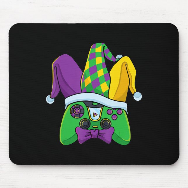 Mardi Gras Video Game Controller Jester Hat Costum Mouse Pad (Front)