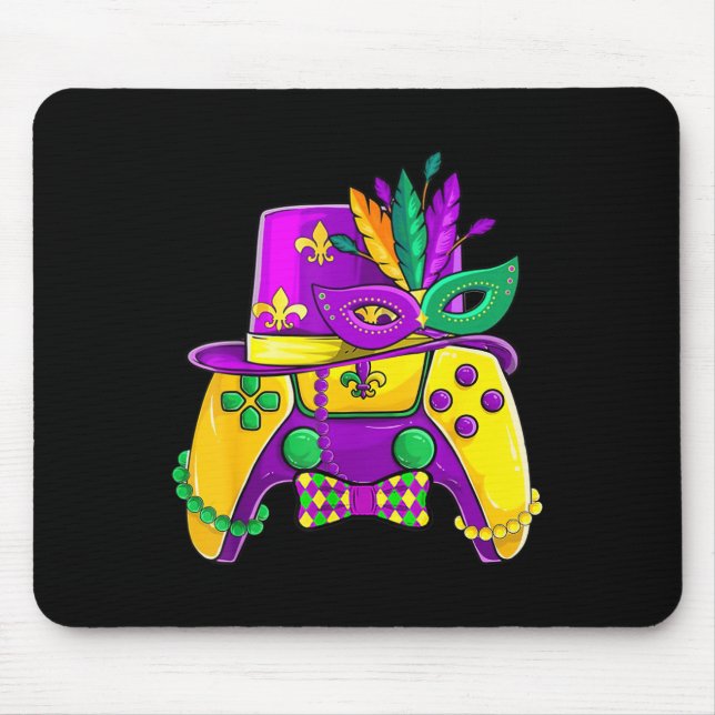 Mardi Gras Video Game Controller Jester Hat Costum Mouse Pad (Front)