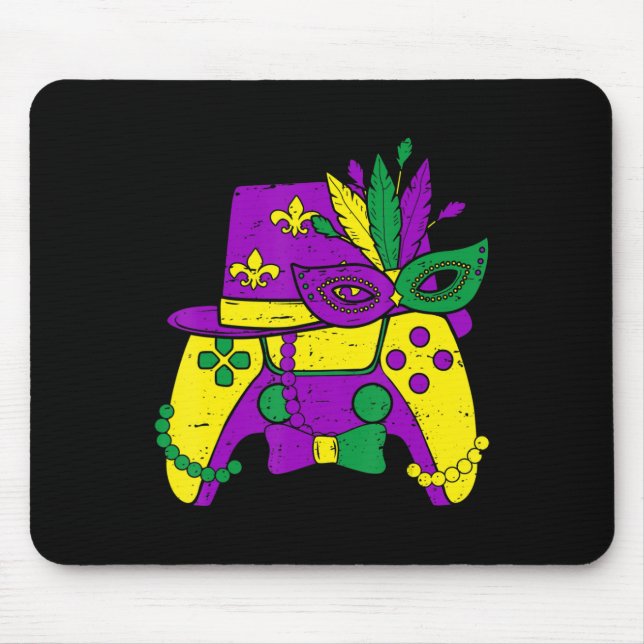 Mardi Gras Video Game Controller Jester Hat Costum Mouse Pad (Front)