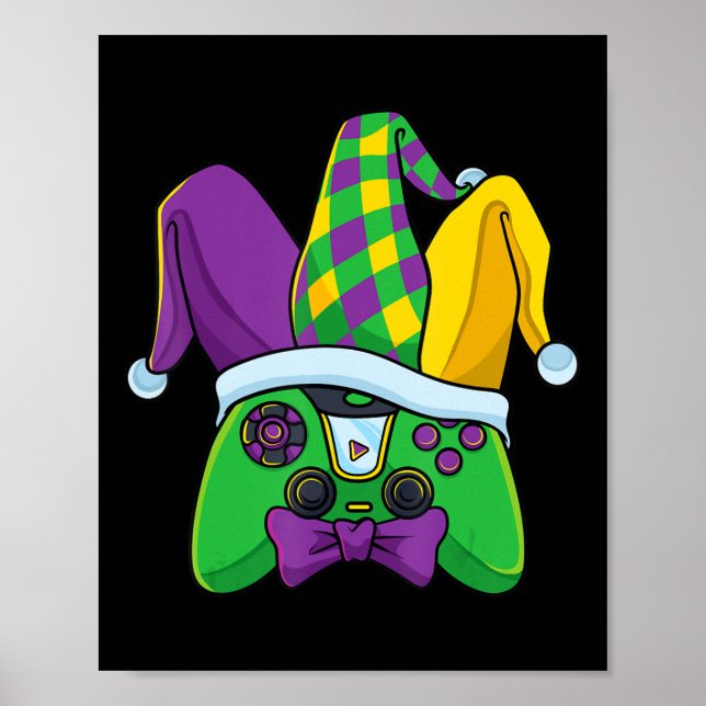 Mardi Gras Video Game Controller Jester Hat Costum Poster (Front)