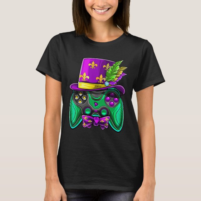 Mardi Gras Video Game Controller Jester Hat Costum T-Shirt (Front)