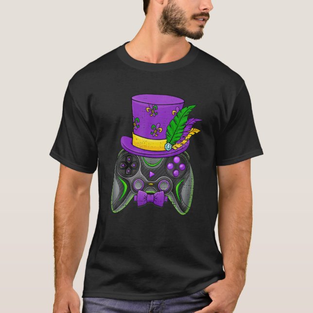 Mardi Gras Video Game Controller Jester Hat Costum T-Shirt (Front)