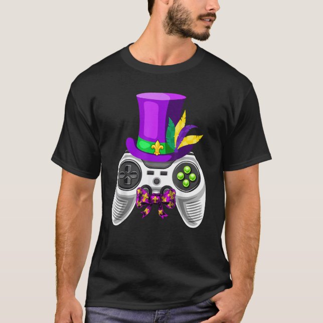 Mardi Gras Video Game Controller Jester Hat Costum T-Shirt (Front)